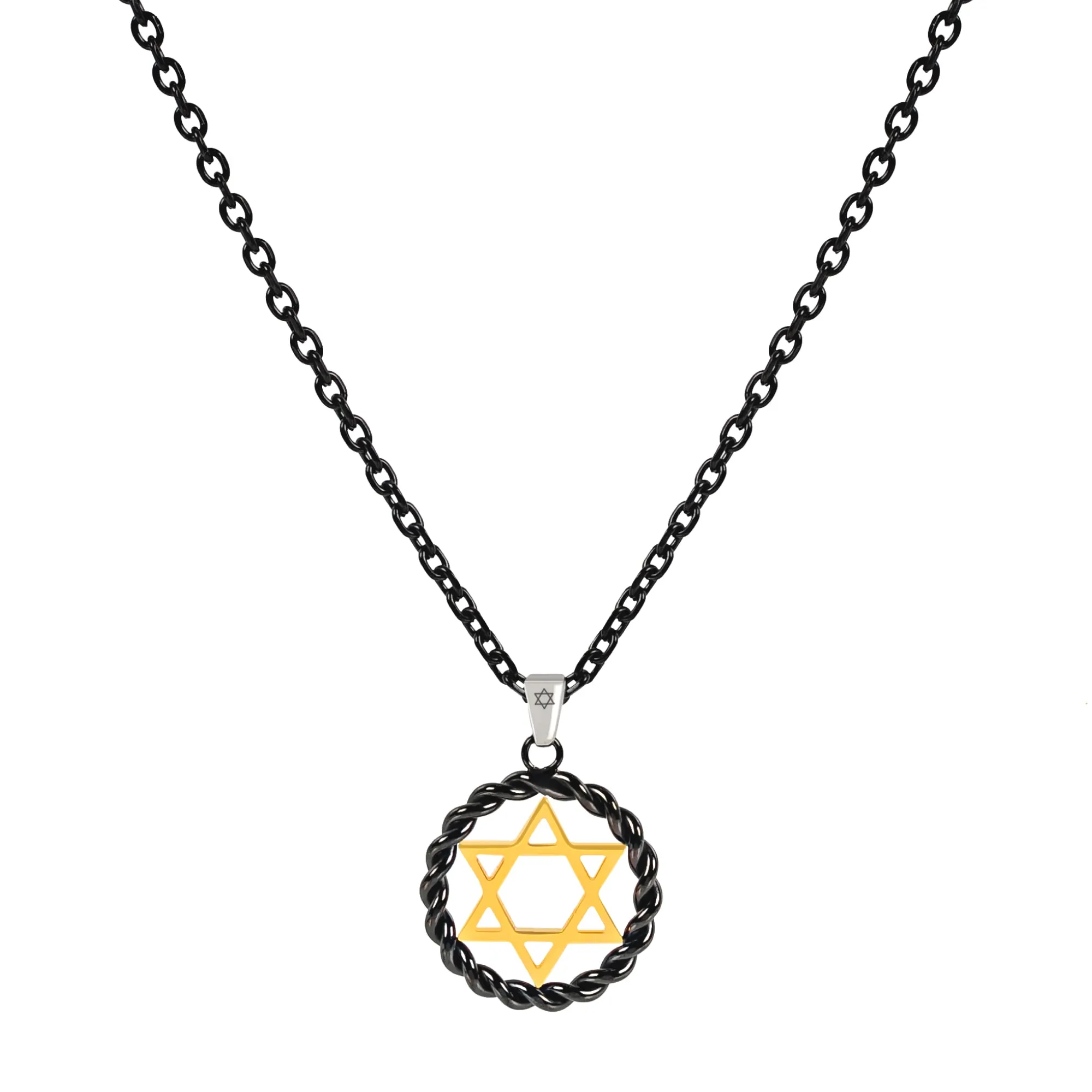 Black & Gold Star of David Pendant