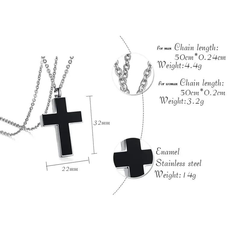 Black Cross Cremation Necklace