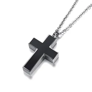 Black Cross Cremation Necklace