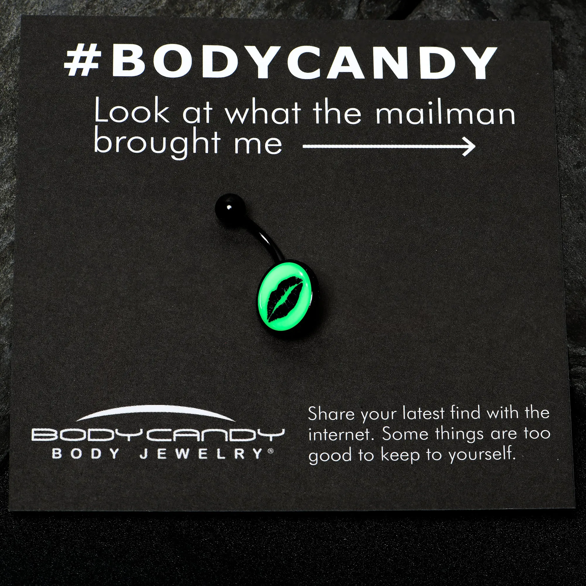 Black Glow in the Dark Lipstick Kiss Mark Belly Ring