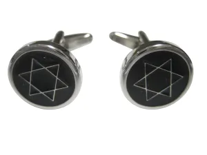 Black Jewish Star of David Religious Cufflinks