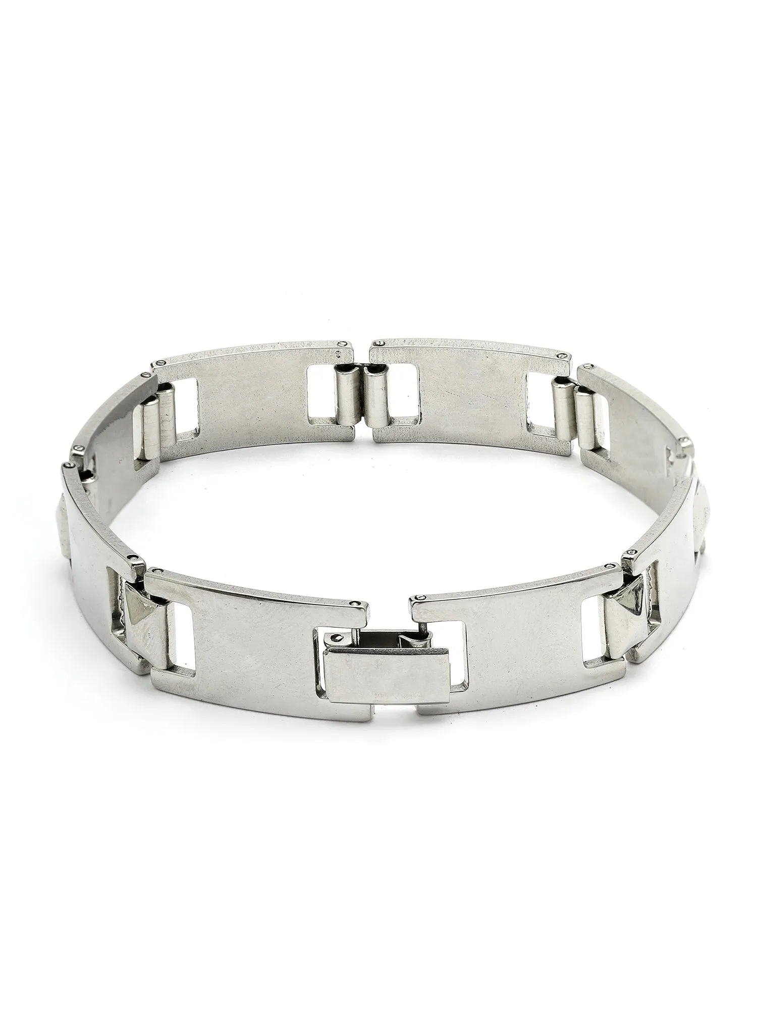 Bohey by KARATCART Black and Silver Link Bracelet for Men