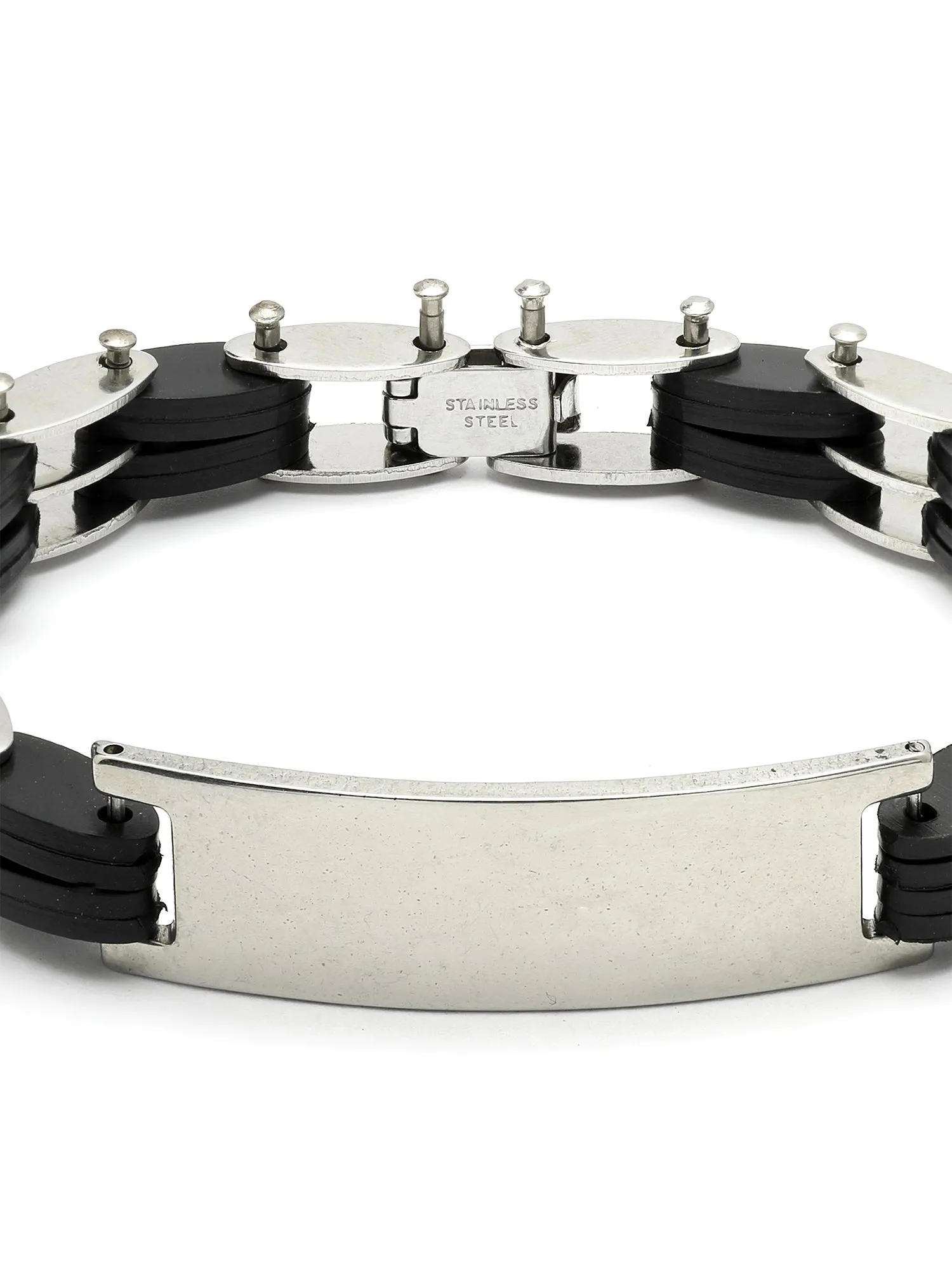 Bohey by KARATCART Black and Silver Link Bracelet for Men