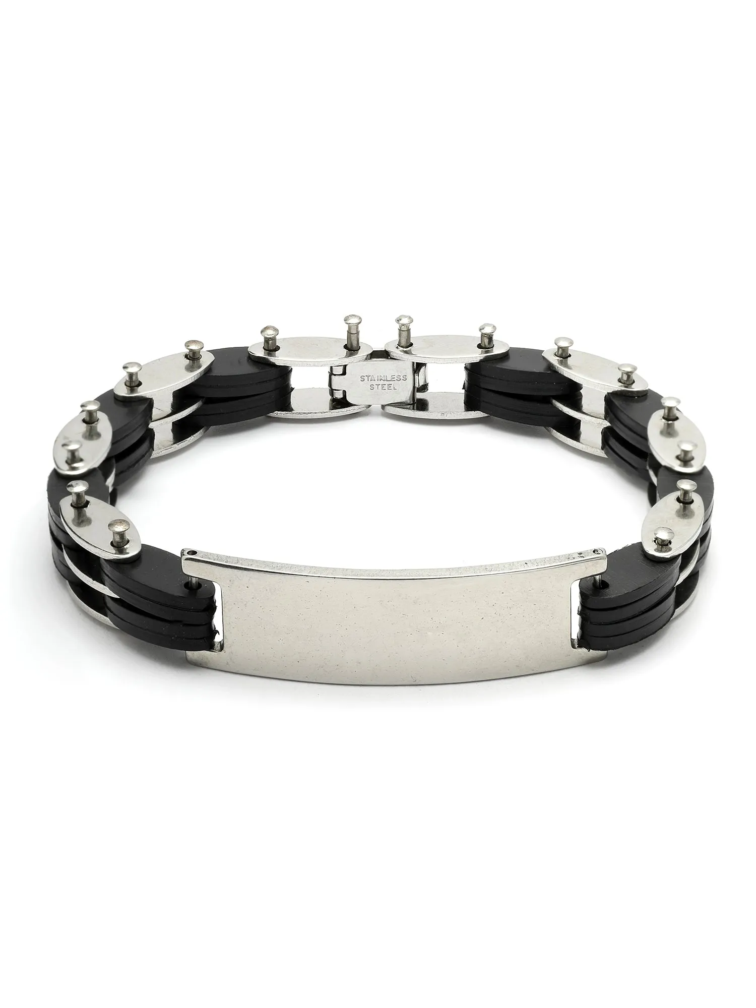 Bohey by KARATCART Black and Silver Link Bracelet for Men