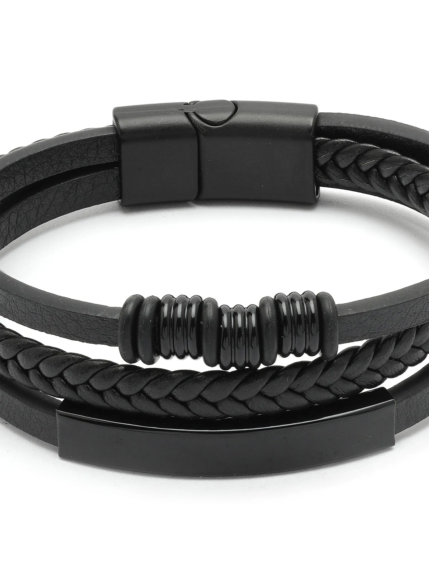Bohey by KARATCART Men Leather Multistrand Wraparound Bracelet