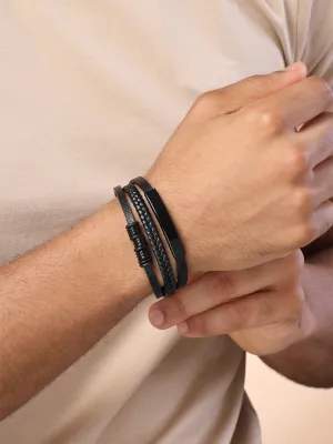 Bohey by KARATCART Men Leather Multistrand Wraparound Bracelet