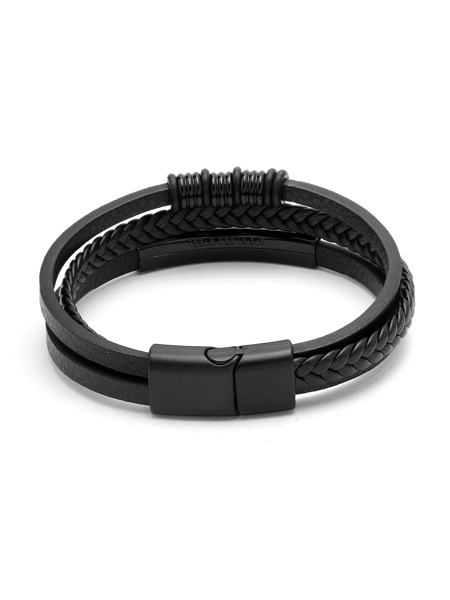 Bohey by KARATCART Men Leather Multistrand Wraparound Bracelet