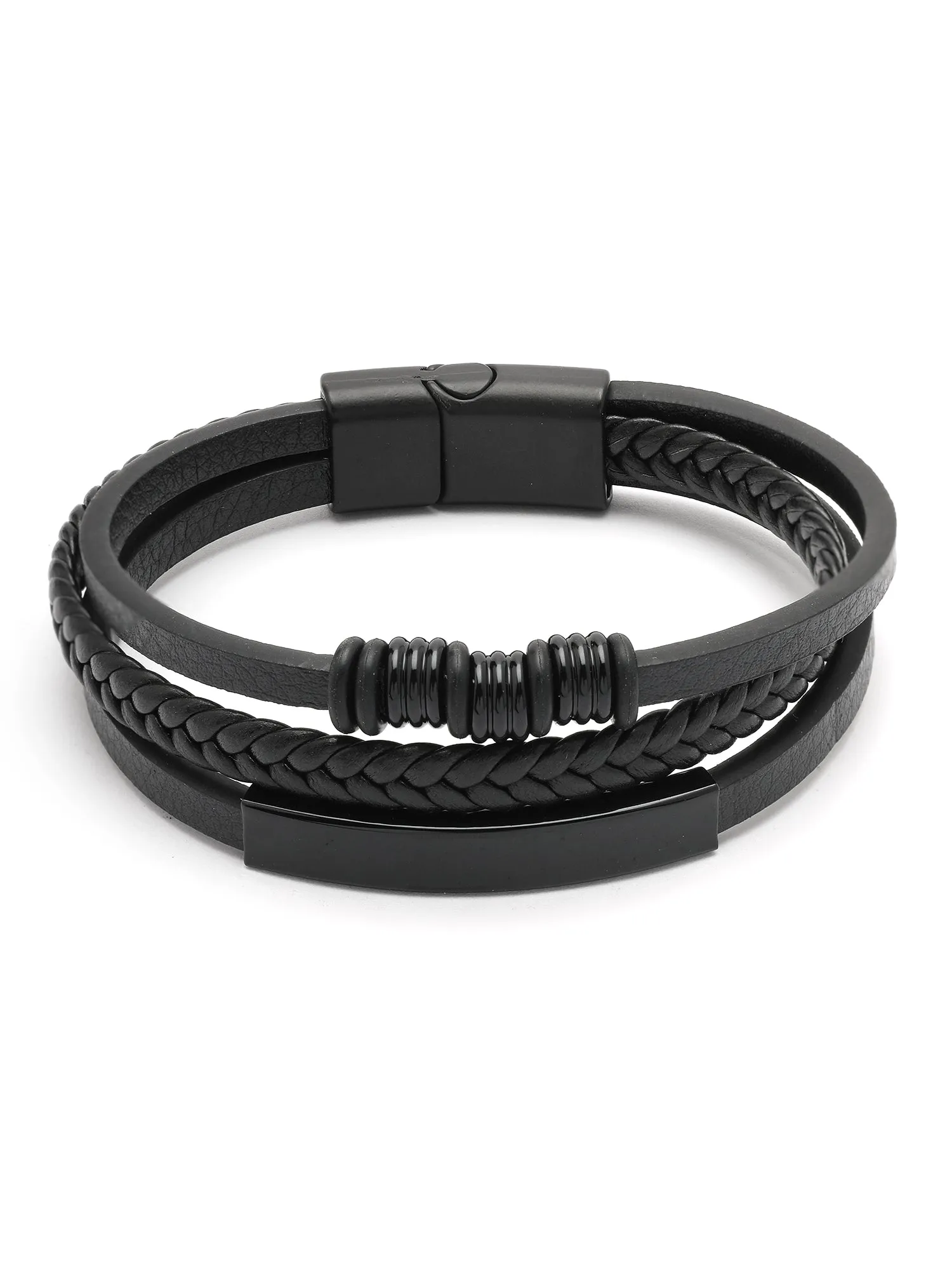 Bohey by KARATCART Men Leather Multistrand Wraparound Bracelet