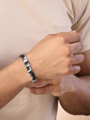 Bohey by KARATCART Men Silver Tone Stainless Steel Double Layered Chain Bracelet