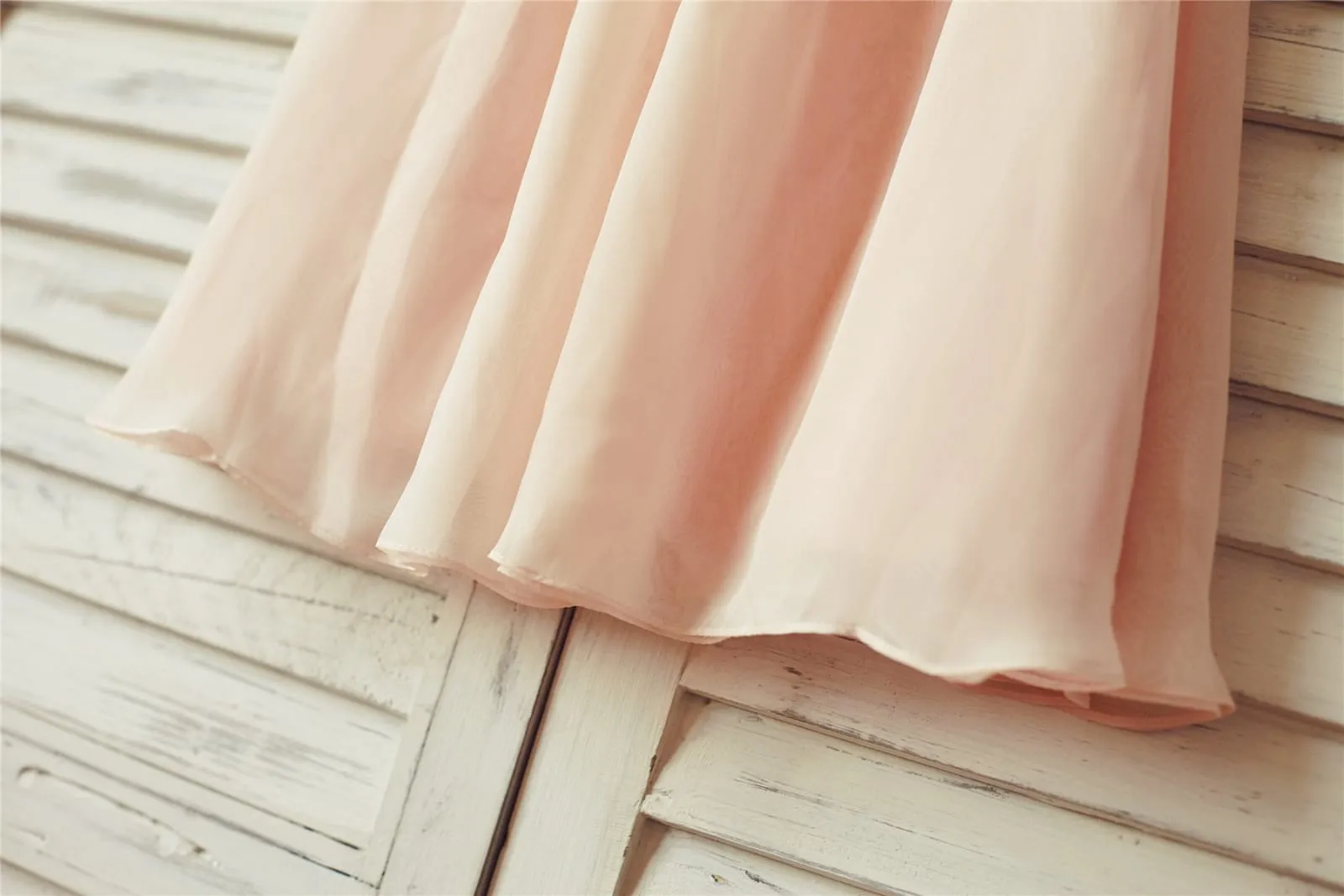 Boho Beach Blush Pink Chiffon Flower Girl Dress
