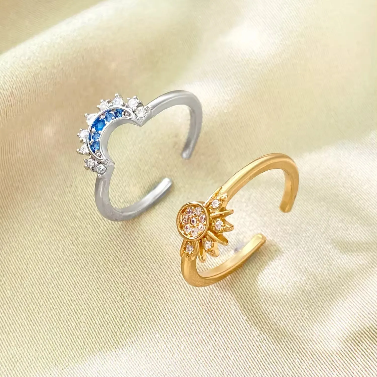 Boho Shiny Sun Moon Adjustment Rings