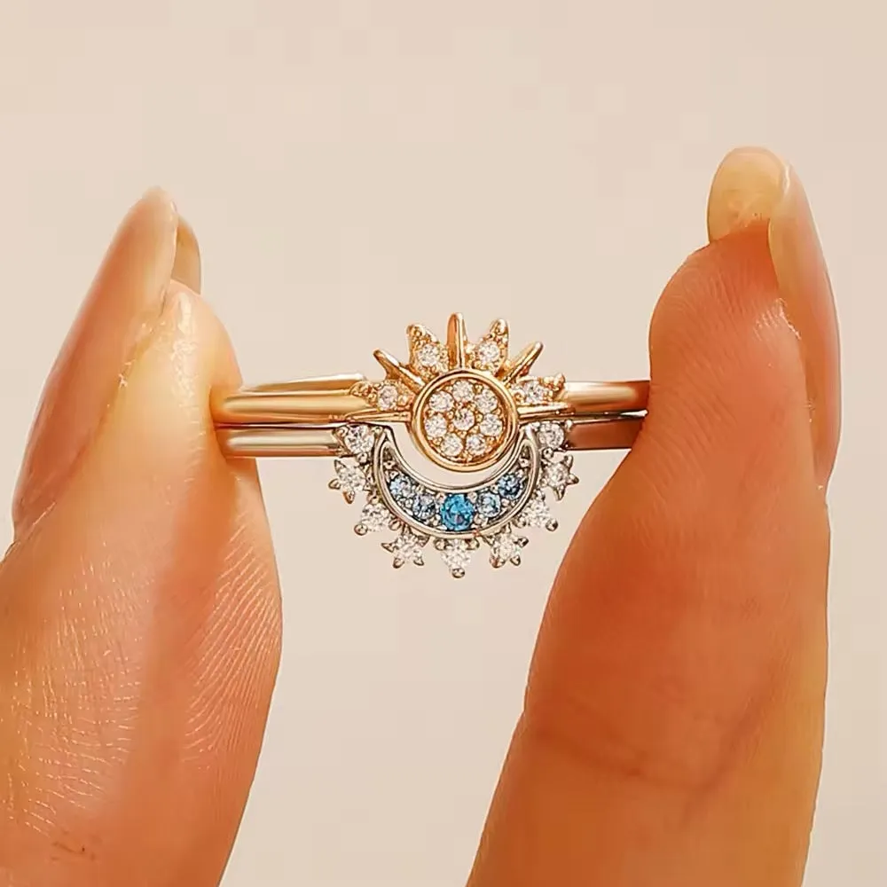 Boho Shiny Sun Moon Adjustment Rings