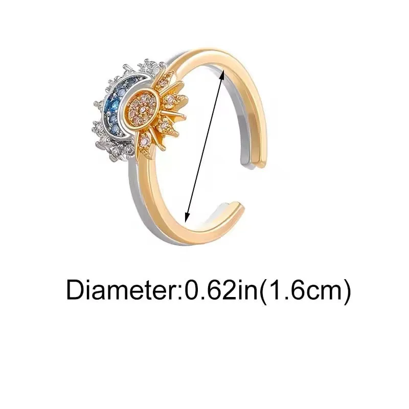 Boho Shiny Sun Moon Adjustment Rings