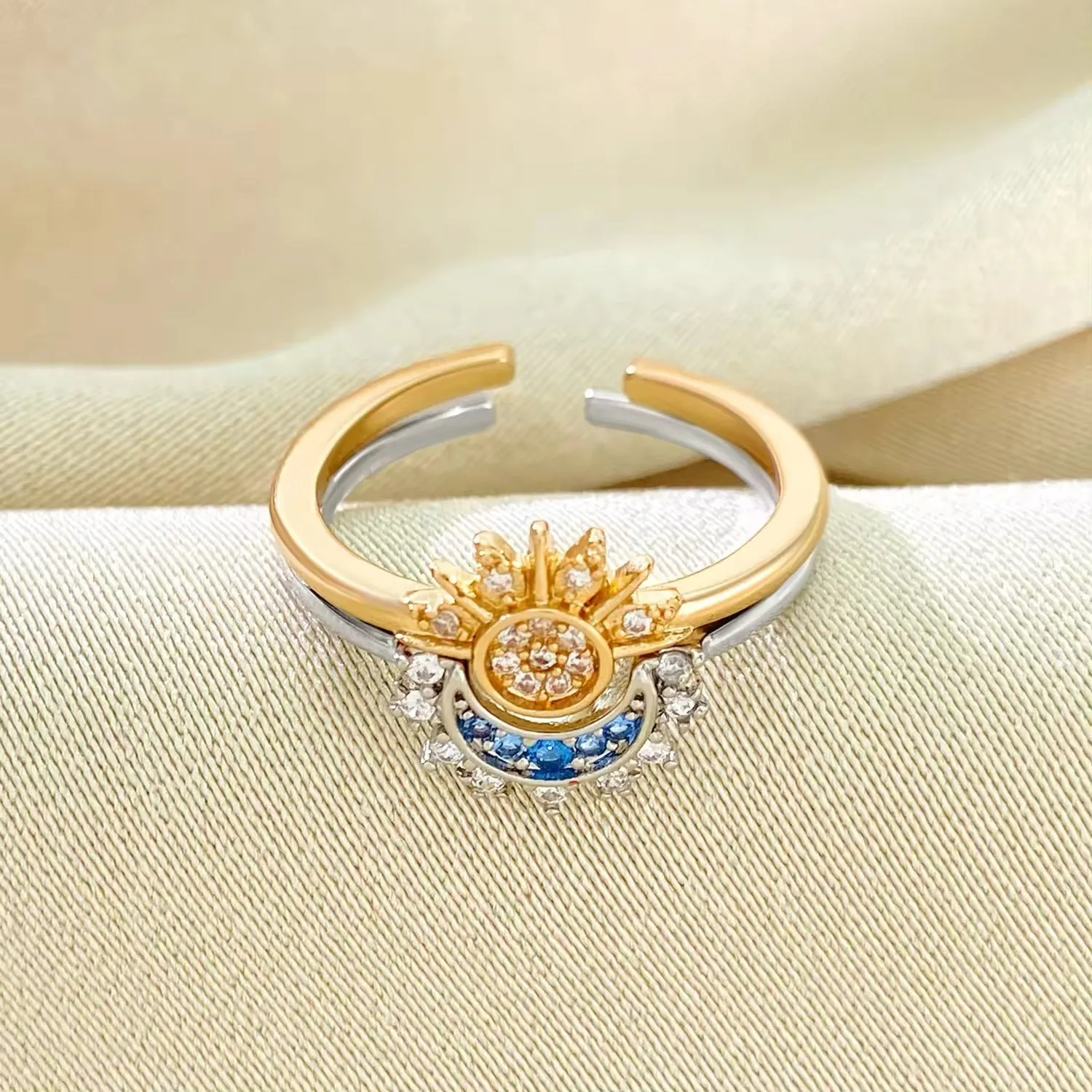 Boho Shiny Sun Moon Adjustment Rings