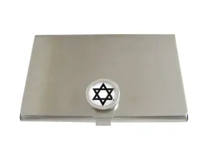 Bordered Religious Star of David Pendant Business Card Holder