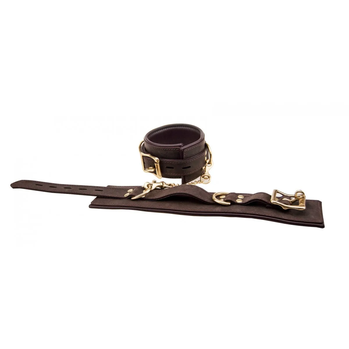 Bound Nubuck Leather Wrist Restraint Cuffs