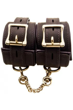 Bound Nubuck Leather Wrist Restraint Cuffs