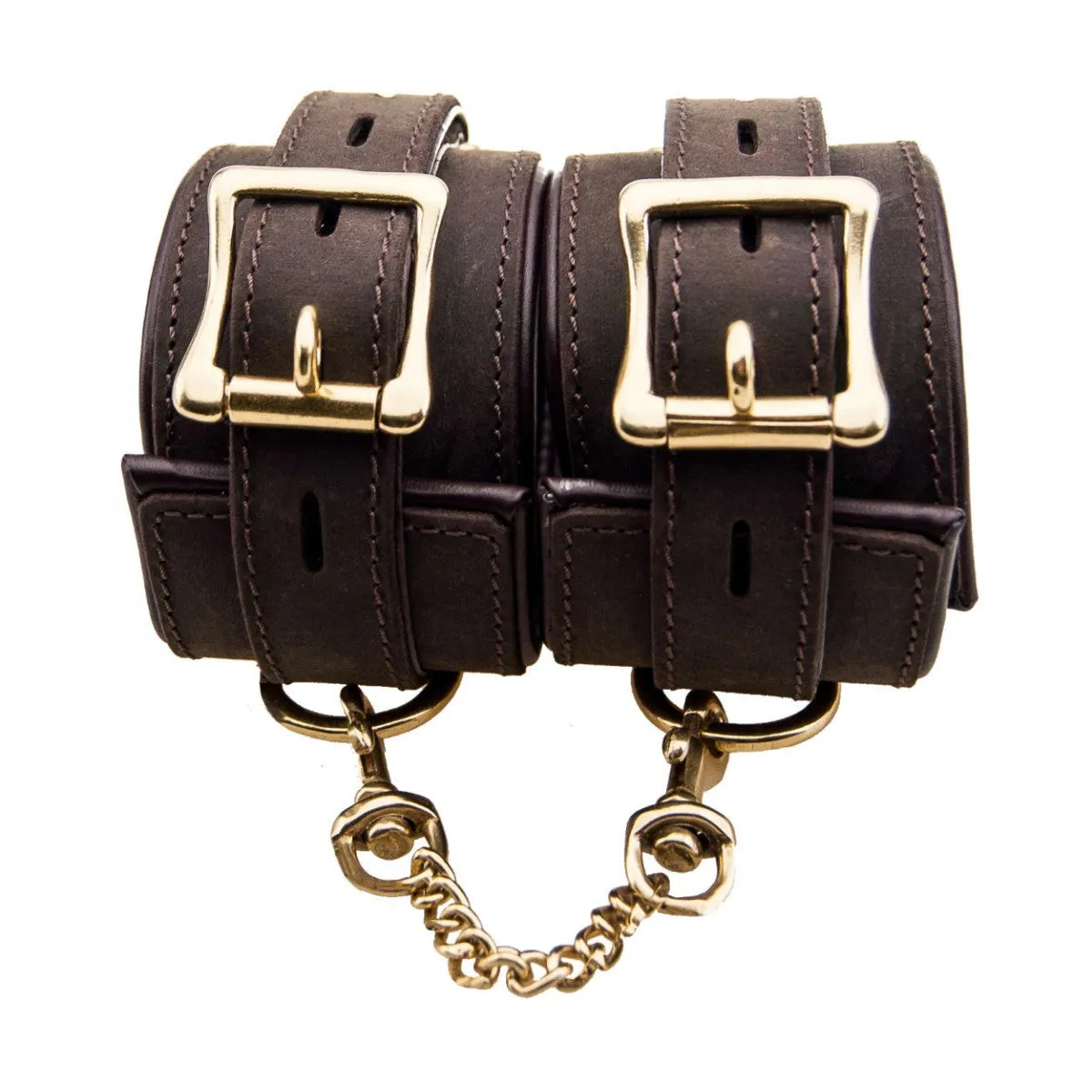 Bound Nubuck Leather Wrist Restraint Cuffs