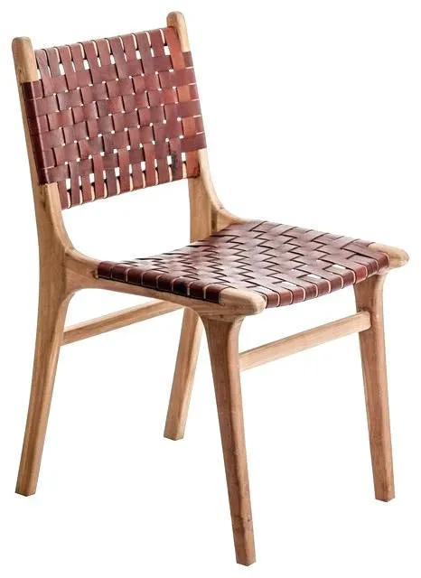 BRAIDED LEATHER DINNING CHAIR