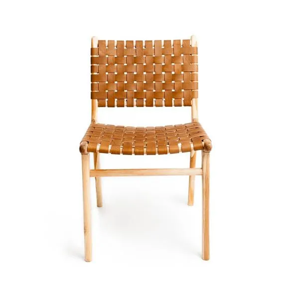 BRAIDED LEATHER DINNING CHAIR