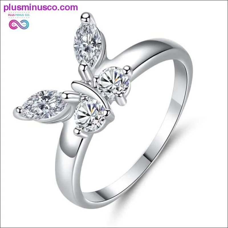 Butterfly Shining Crystal Zircon Ring for Women Princess