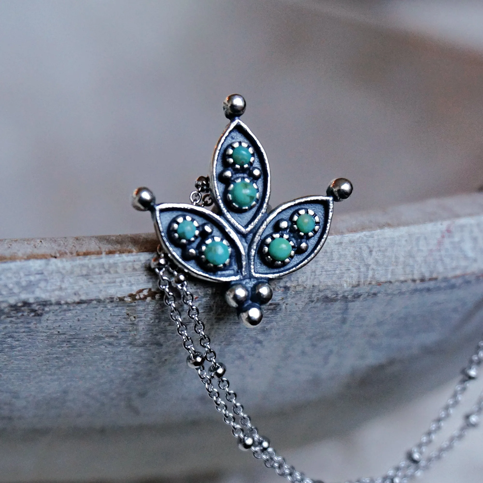 Cactus Flower Turquoise Necklace