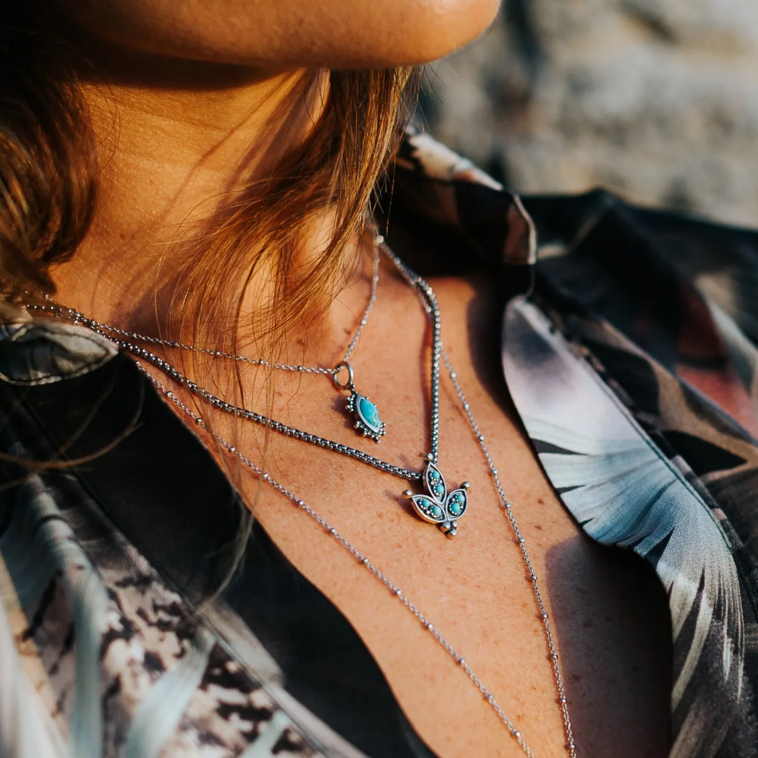 Cactus Flower Turquoise Necklace