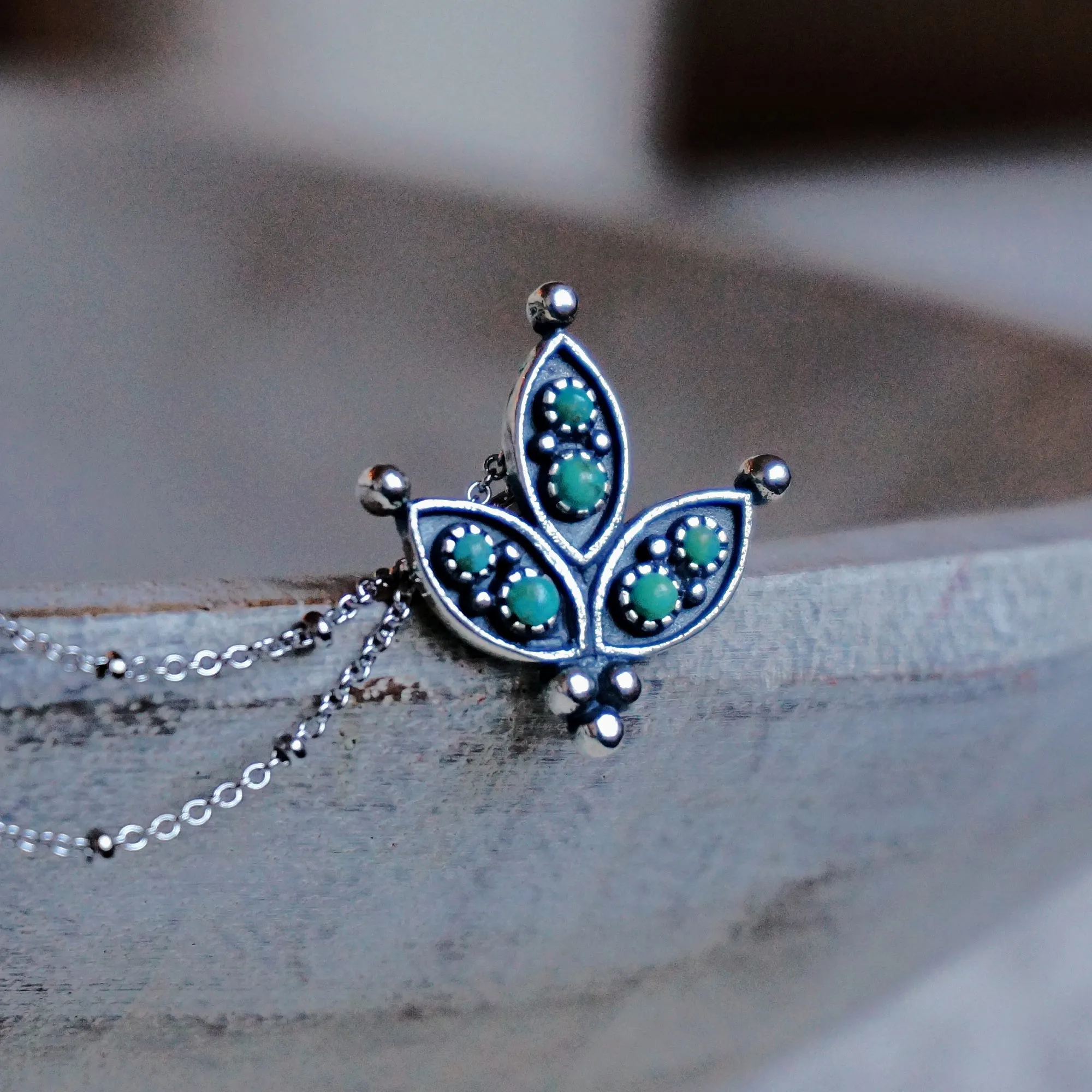 Cactus Flower Turquoise Necklace