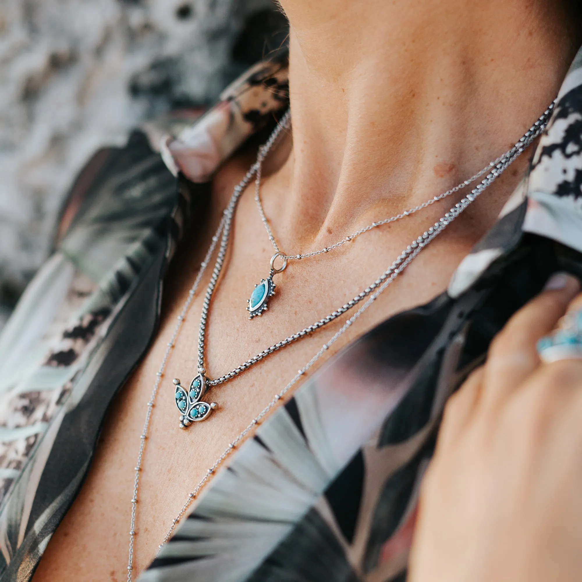 Cactus Flower Turquoise Necklace