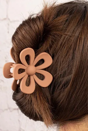 Camel Sweet Hollowed Flower Shape Claw Clip