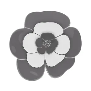 Camellia Crystal Large Grey White Hair Clip