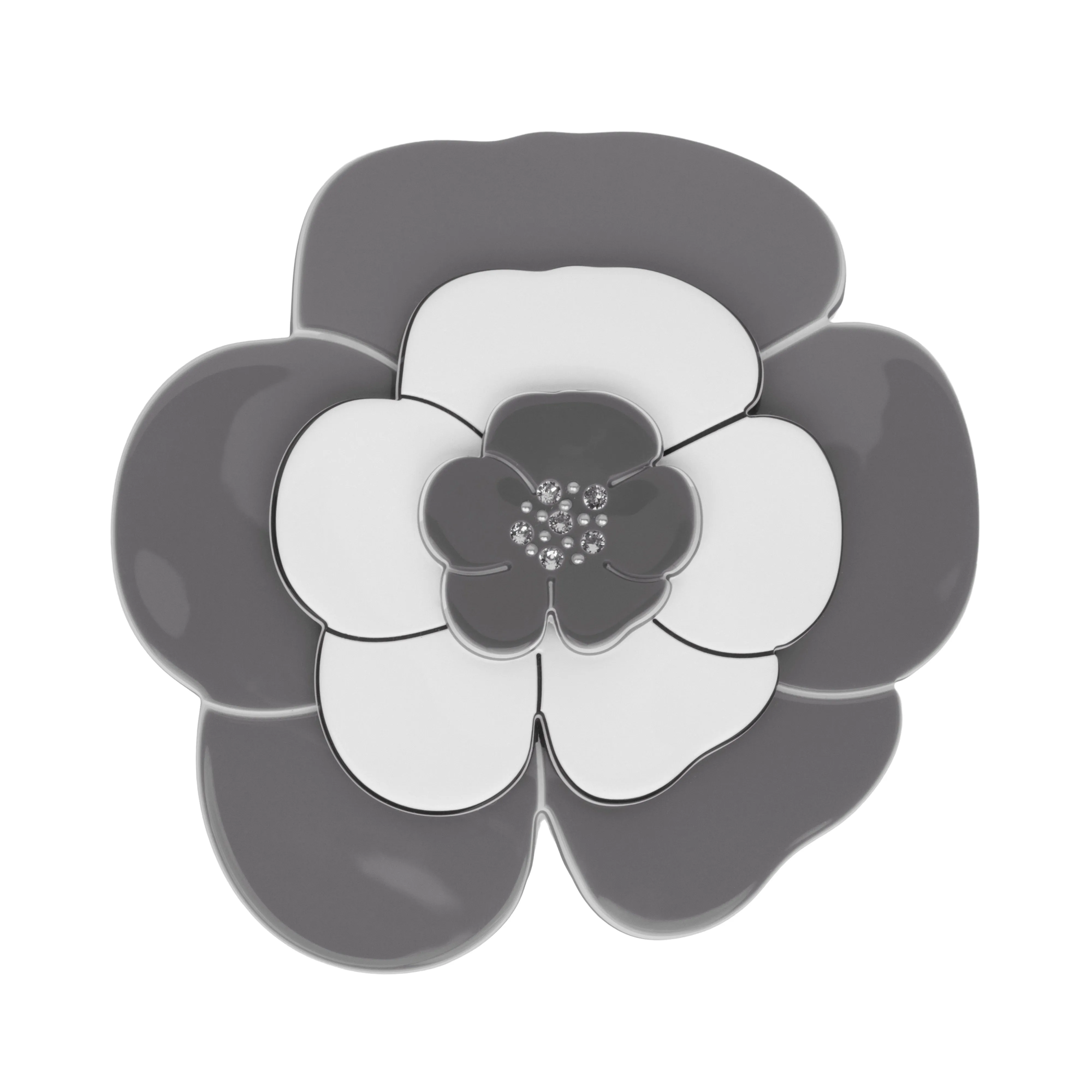 Camellia Crystal Large Grey White Hair Clip