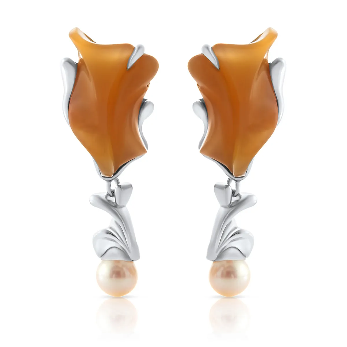 Carnelian-Pearl Earring