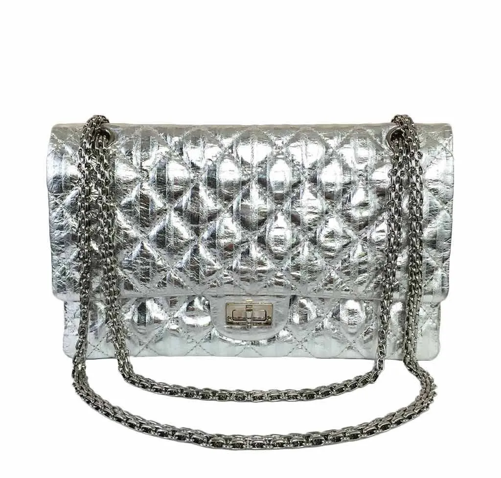 Chanel Silver Mirror 225 Flap Bag - Limited Edition