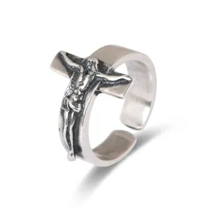 Christian Jesus Cross Ring Open Ring