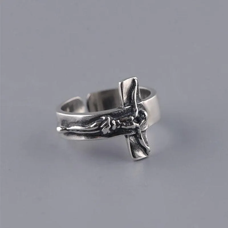 Christian Jesus Cross Ring Open Ring