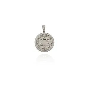 Circular Star of David CZ Pendant (Silver)