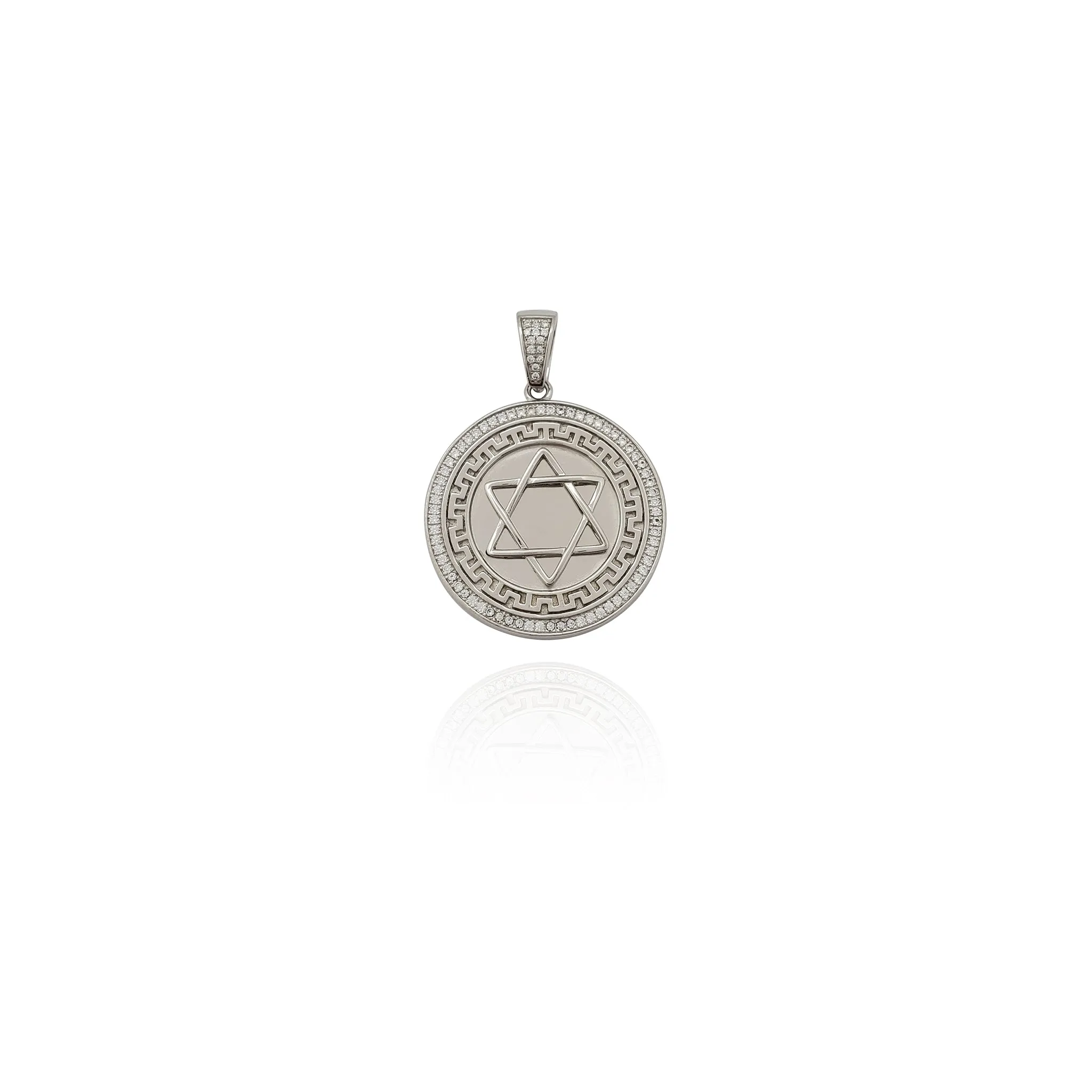 Circular Star of David CZ Pendant (Silver)