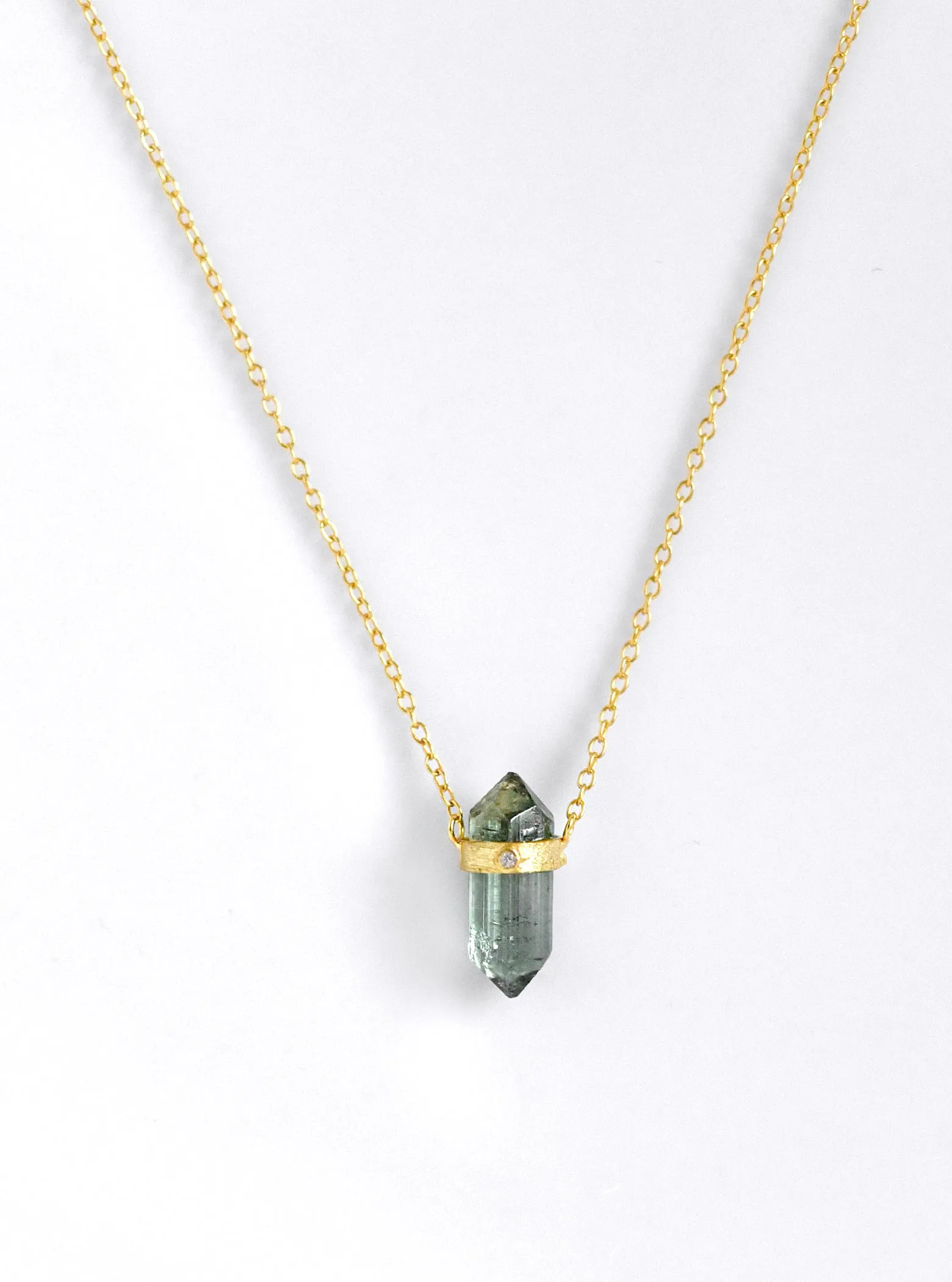 Conical Tourmaline With Diamond Necklace