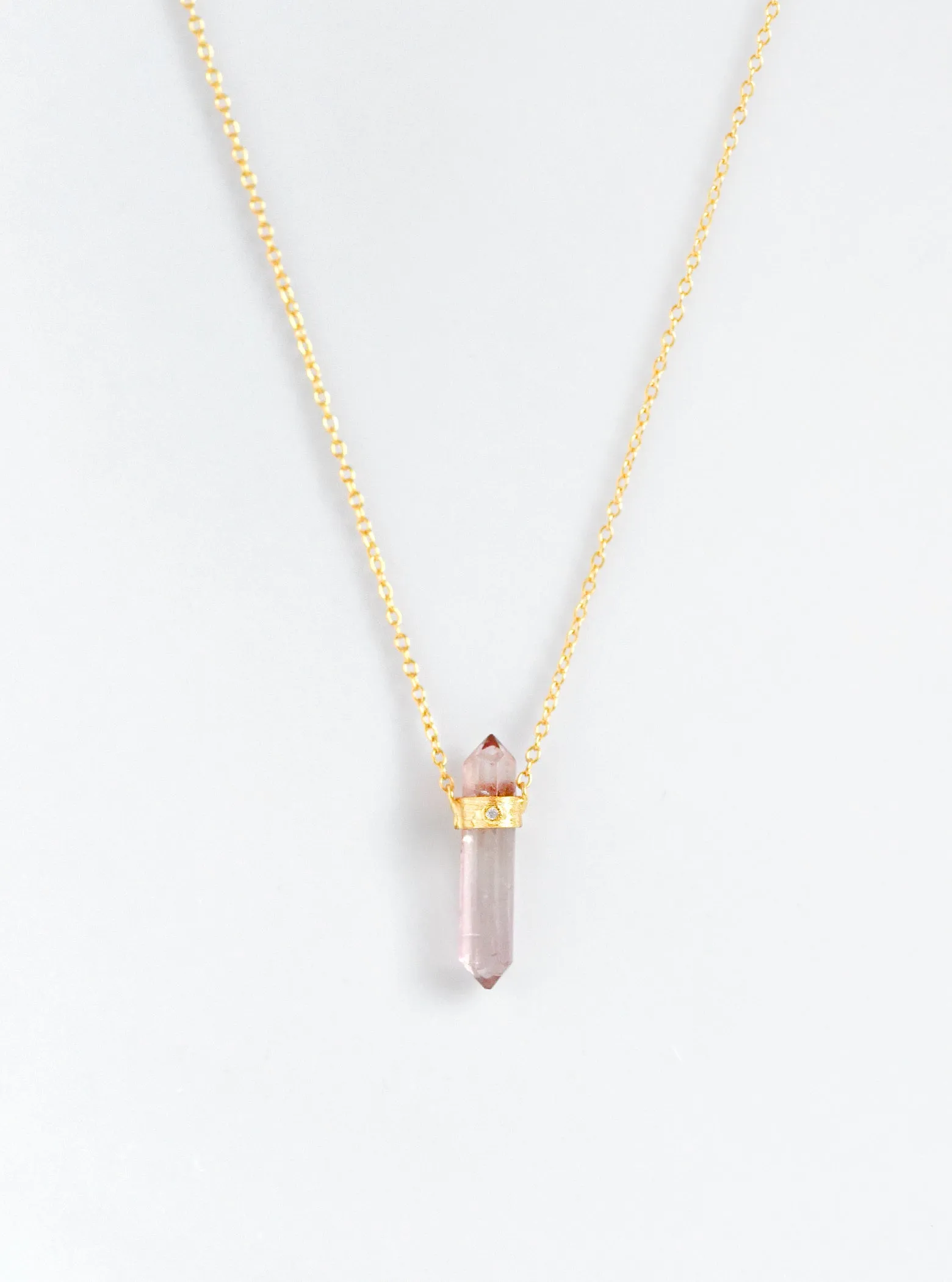 Conical Tourmaline With Diamond Necklace