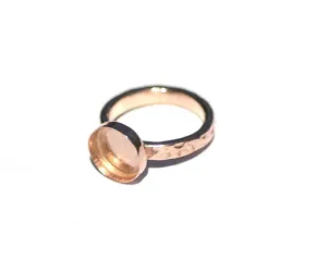 Copper Bezel Cup Ring with Hammered Shank, 10mm round cup