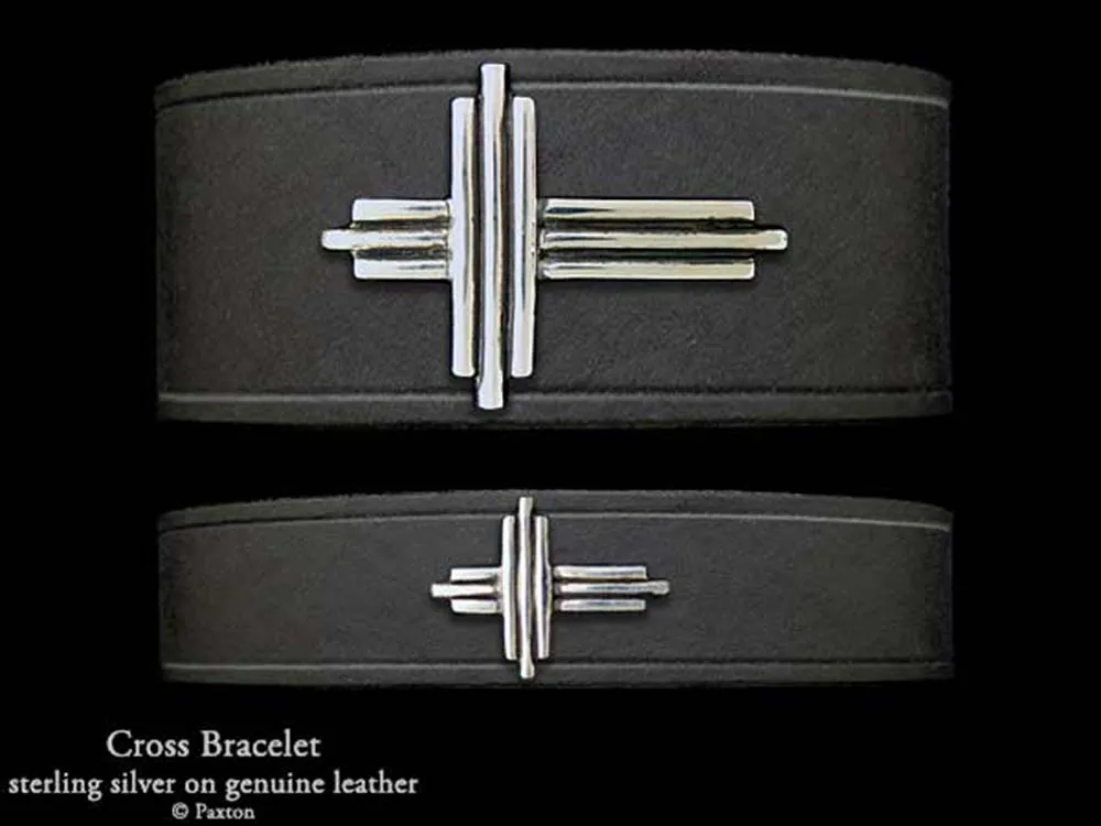 Cross Bracelet Sterling Silver on Genuine Leather