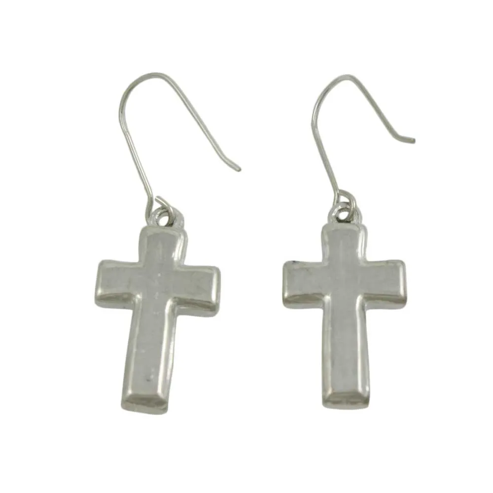 Cross Dangling Earring with Clear Crystals - REC702