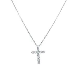 Cross Necklace with Cubic Zirconia in Sterling Silver