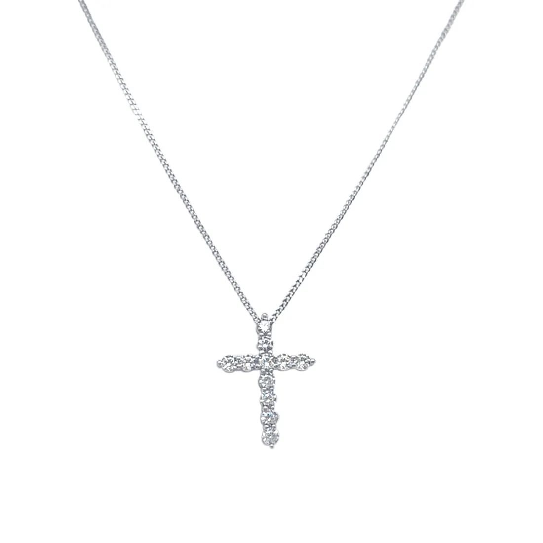 Cross Necklace with Cubic Zirconia in Sterling Silver