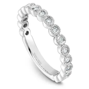 Crown Ring 14k White Gold Diamond Bezel Set Band
