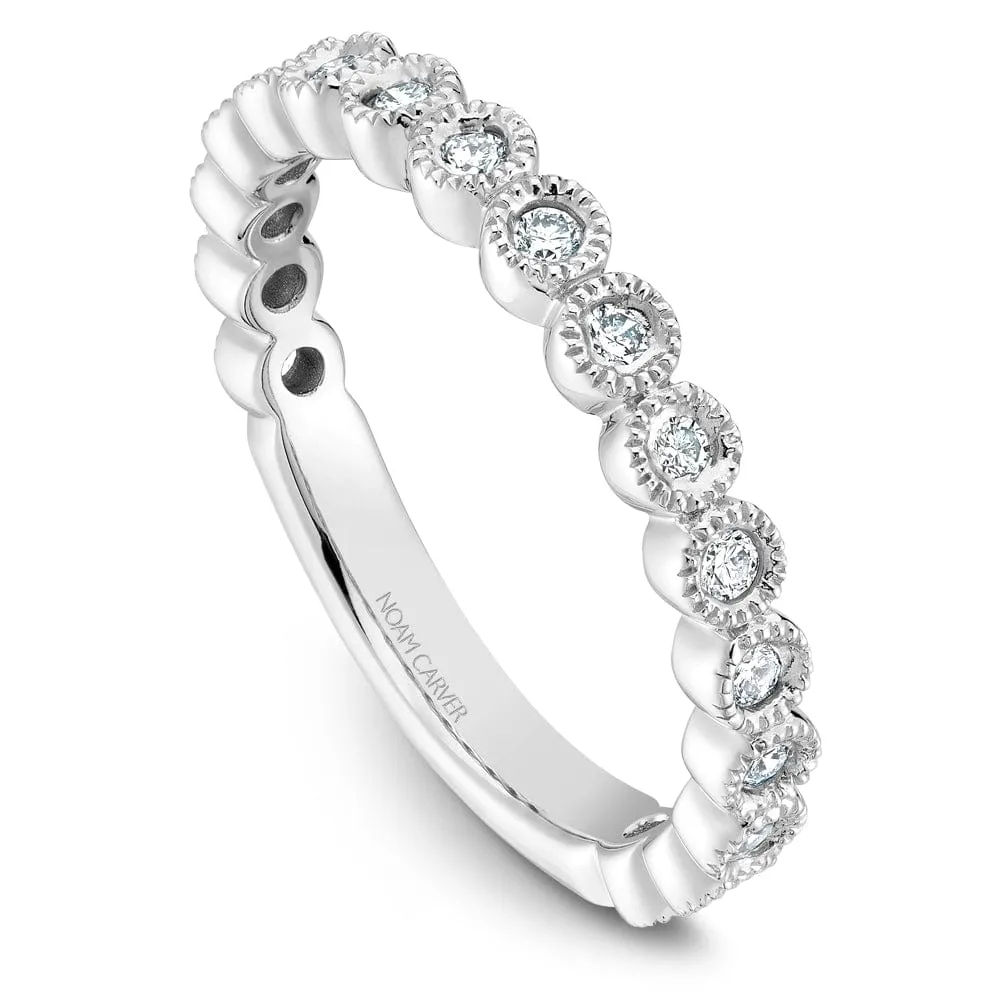 Crown Ring 14k White Gold Diamond Bezel Set Band