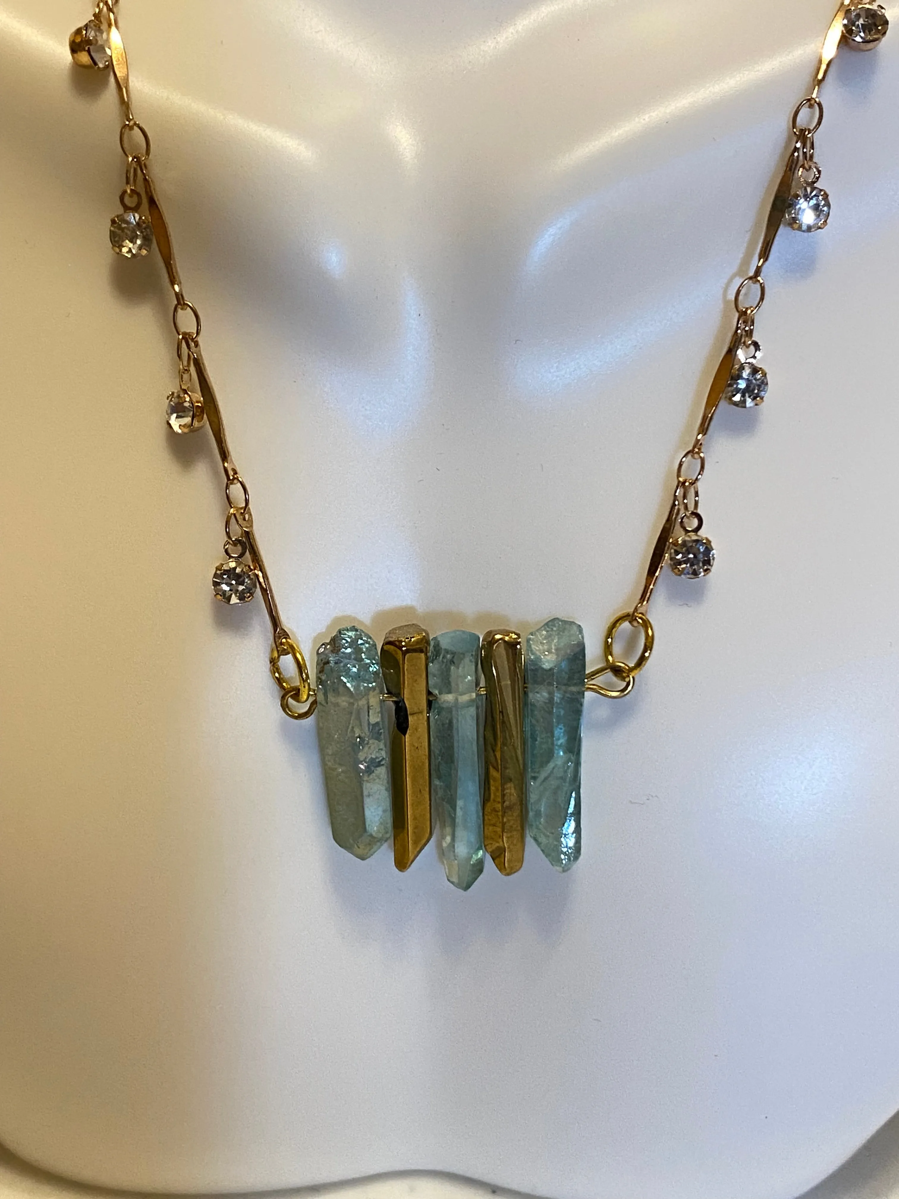 Crystal and hematite necklace