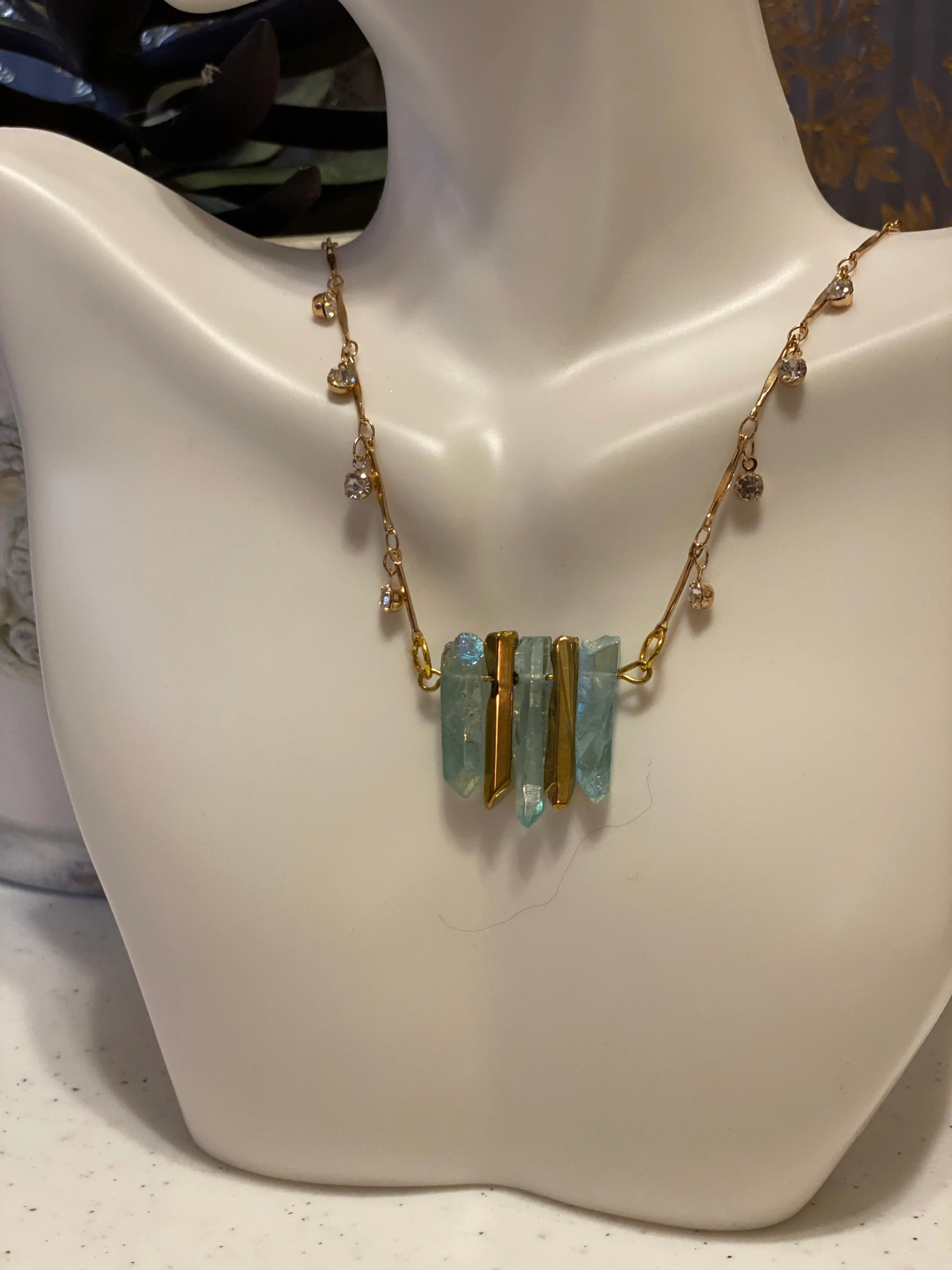 Crystal and hematite necklace