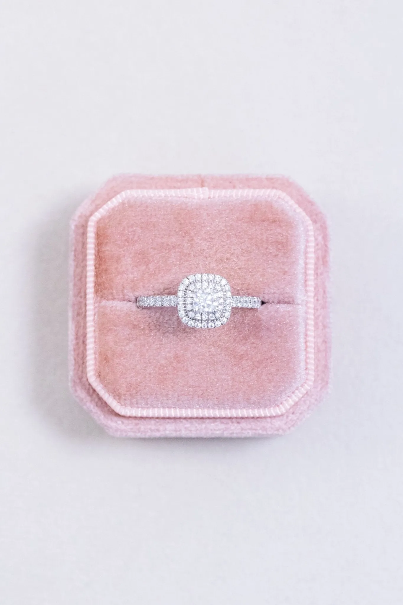 Cushion Cut Double Halo Moissanite Engagement Ring